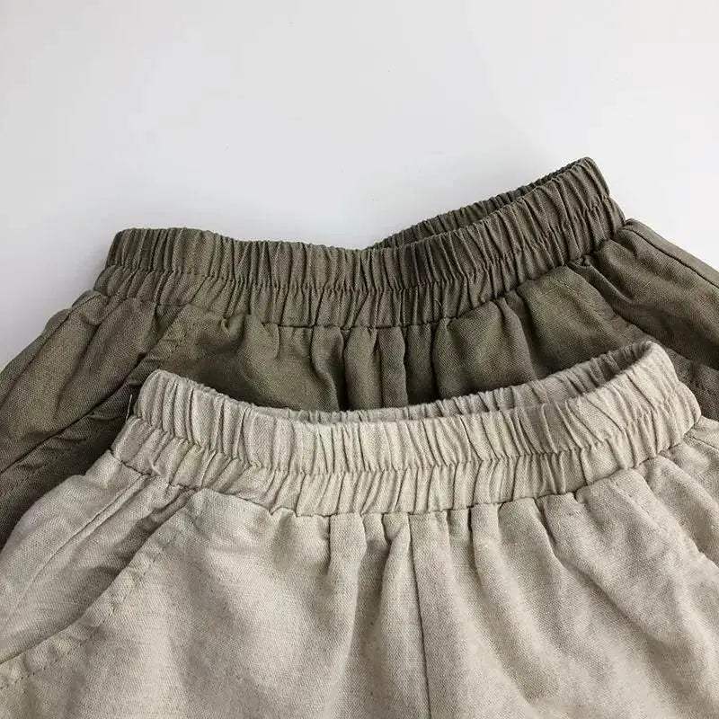 Summer Baby Cotton Linen Shorts Kids Boy Girl Leisure Breathable - ToylandEU