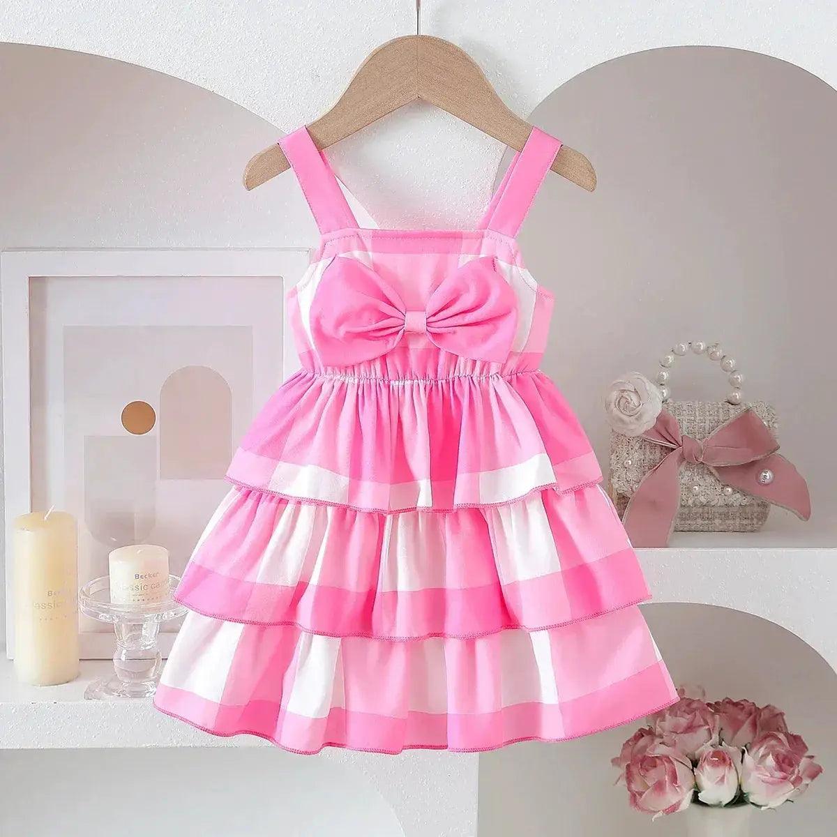  Summer Bowknot ColorBlocked Baby Girl Dress Soft Knit -  ToylandEU™