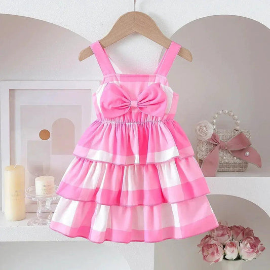  Summer Bowknot ColorBlocked Baby Girl Dress Soft Knit -  ToylandEU™