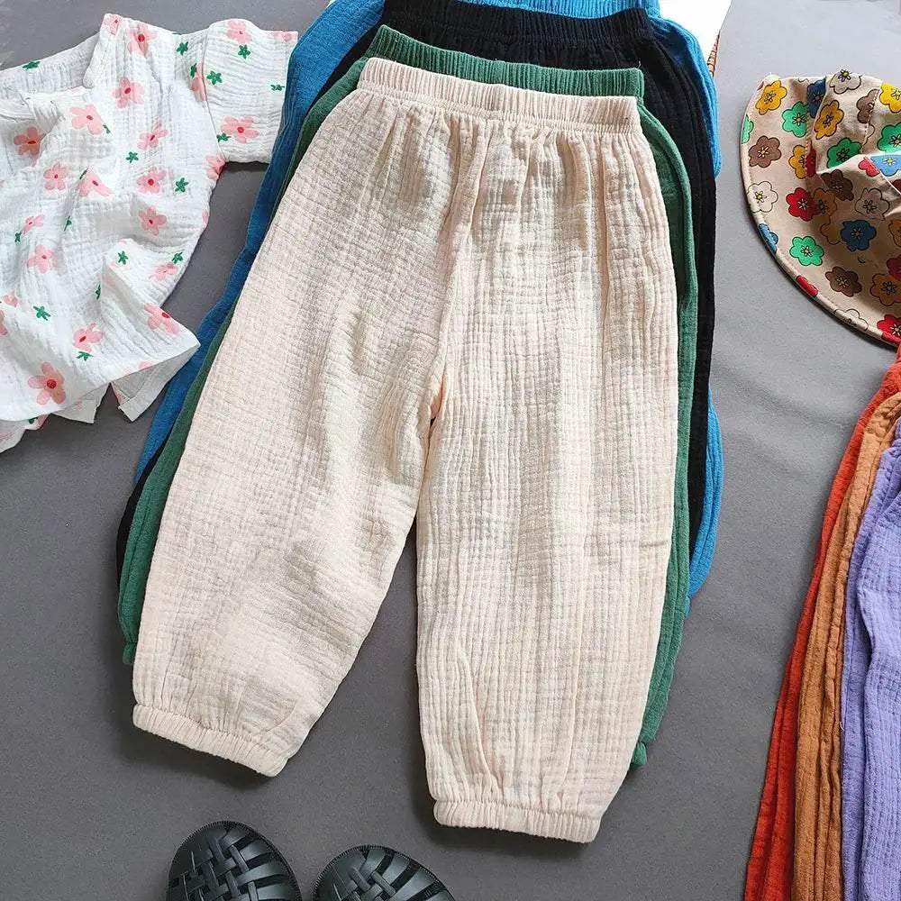 Summer Boys Girls Cotton Linen Harem Pants Casual Kids - ToylandEU