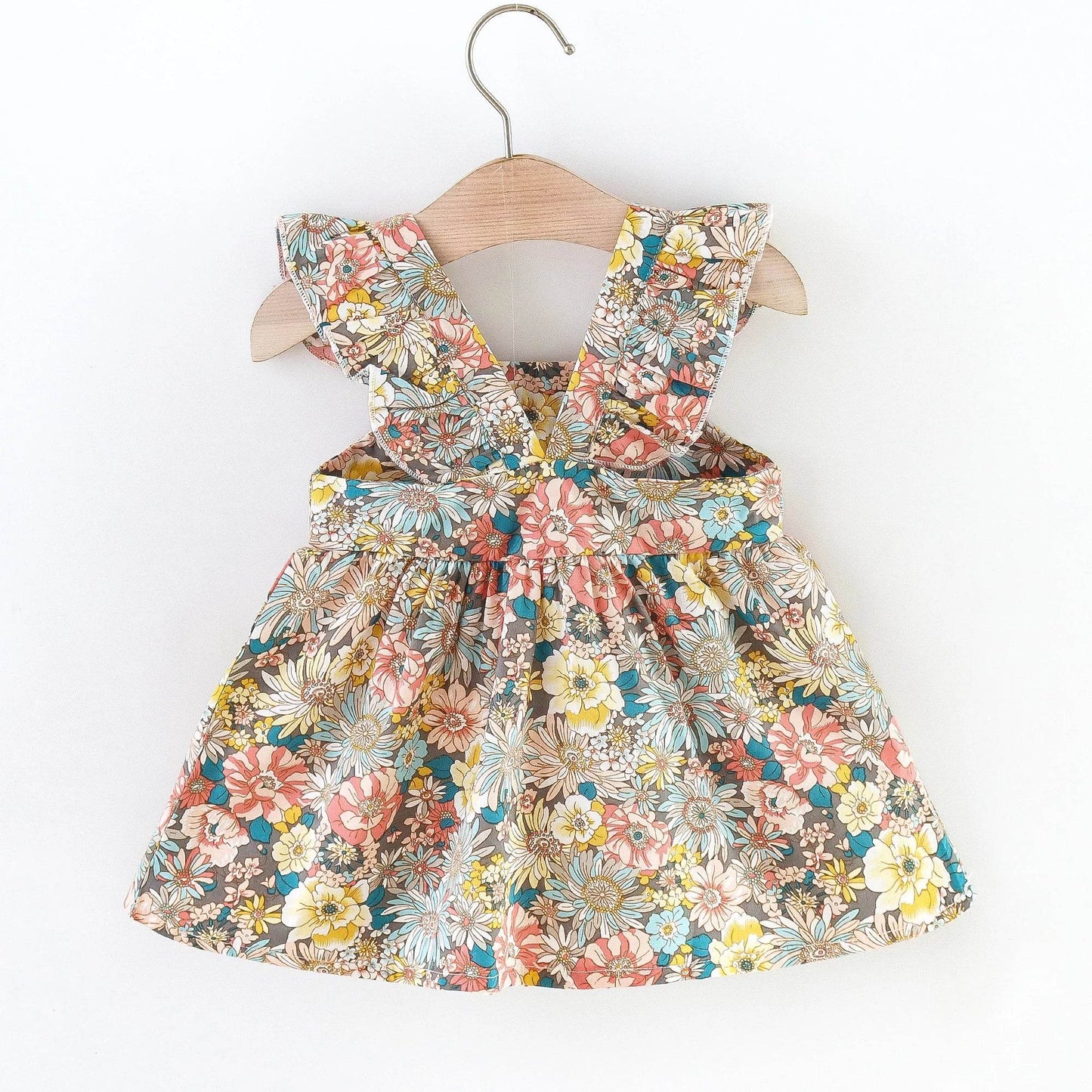Summer Fresh Two Piece Floral Print Baby Dress Set Crossbody Bag Included For 0 To 3 Years - ToylandEU