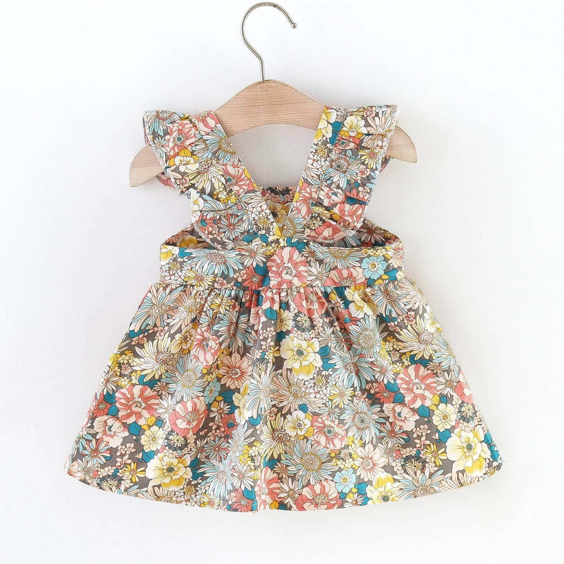 Summer Fresh Two Piece Floral Print Baby Dress Set Crossbody Bag Included For 0 To 3 Years - ToylandEU
