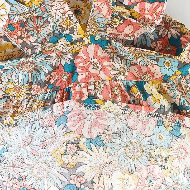 Summer Fresh Two Piece Floral Print Baby Dress Set Crossbody Bag Included For 0 To 3 Years - ToylandEU