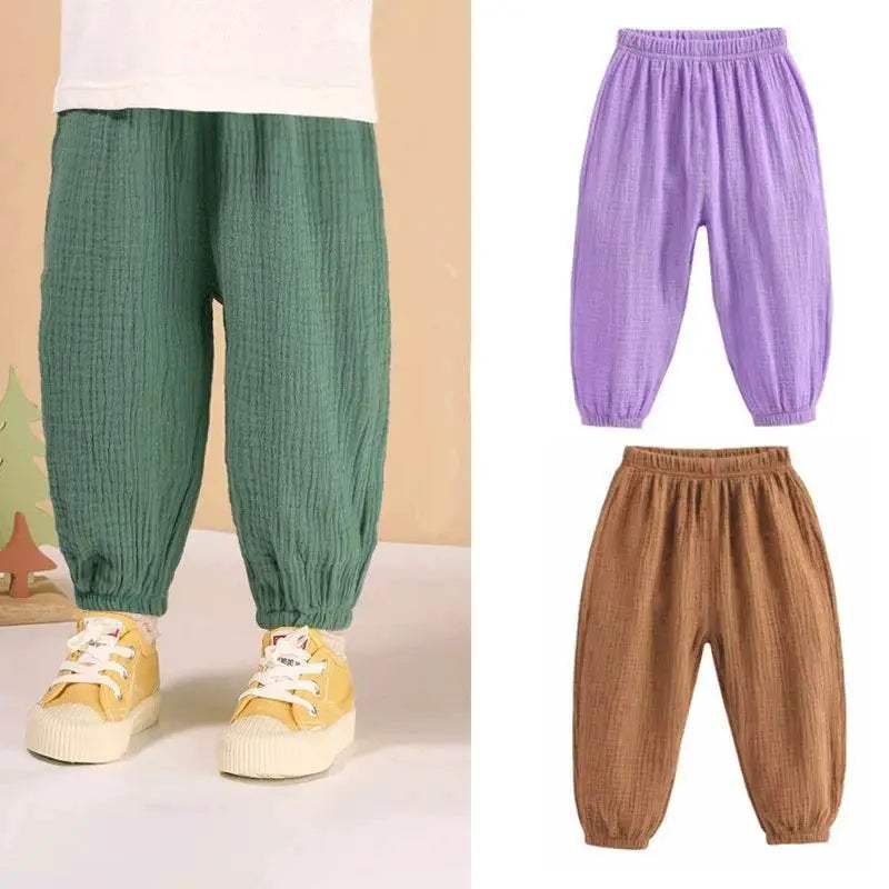 Summer Korea Children Pants Casual Girls Boys Cotton Linen Harem - ToylandEU