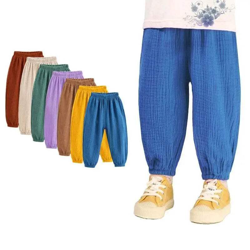 Summer Korea Children Pants Casual Girls Boys Cotton Linen Harem - ToylandEU