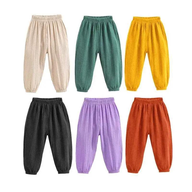 Summer Korea Children Pants Casual Girls Boys Cotton Linen Harem - ToylandEU