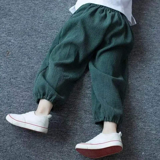 Summer Linen Kids Girls Sunscreen Pant Casual Loose Boys Trousers - ToylandEU