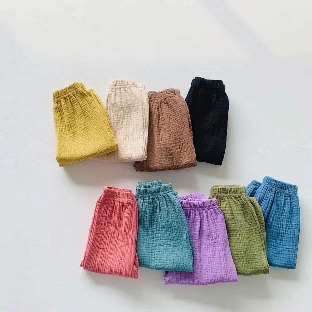 Summer Linen Kids Girls Sunscreen Pant Casual Loose Boys Trousers - ToylandEU