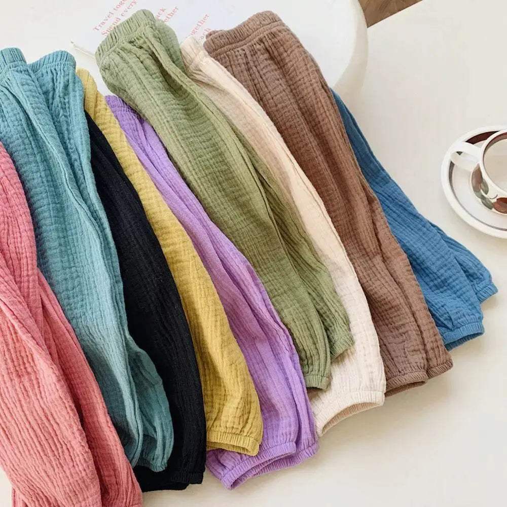 Summer Linen Kids Girls Sunscreen Pant Casual Loose Boys Trousers - ToylandEU