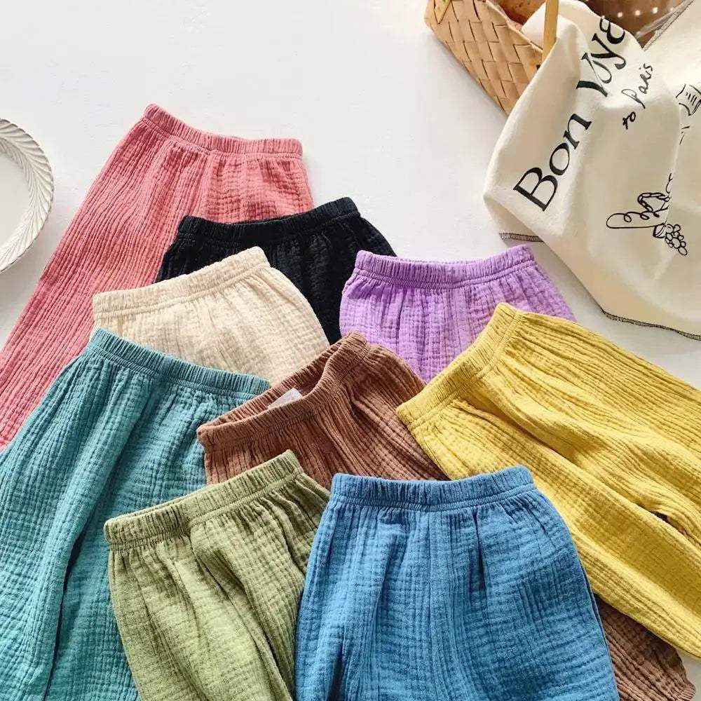 Summer Linen Kids Girls Sunscreen Pant Casual Loose Boys Trousers - ToylandEU