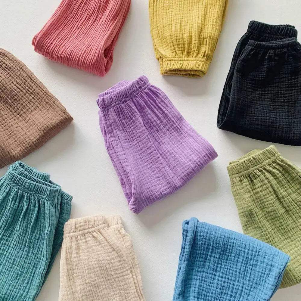 Summer Linen Kids Girls Sunscreen Pant Casual Loose Boys Trousers - ToylandEU