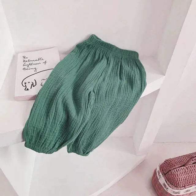 Summer Linen Kids Girls Sunscreen Pant Casual Loose Boys Trousers - ToylandEU