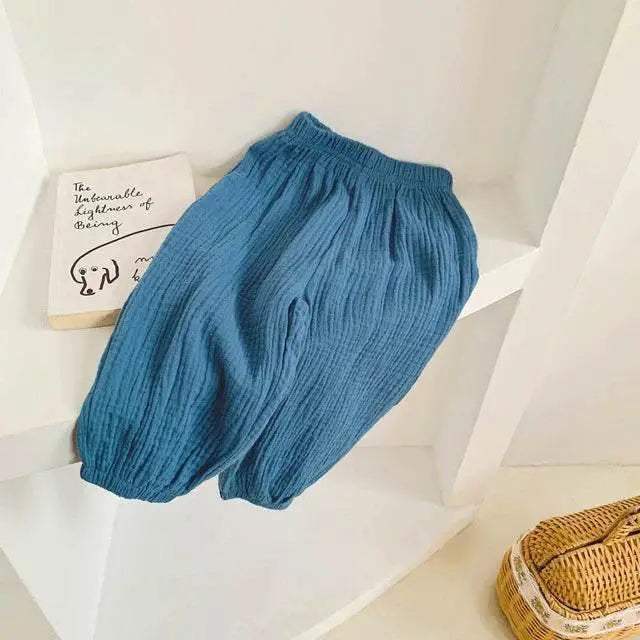 Summer Linen Kids Girls Sunscreen Pant Casual Loose Boys Trousers - ToylandEU