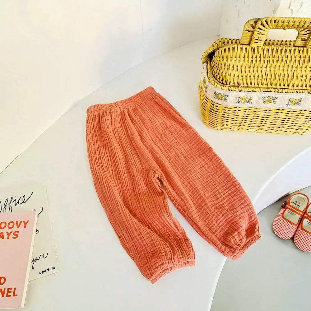 Summer Linen Kids Girls Sunscreen Pant Casual Loose Boys Trousers - ToylandEU