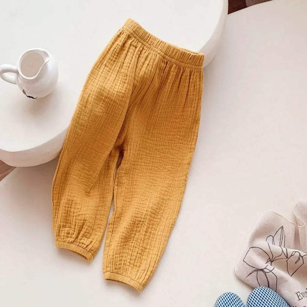 Summer Linen Kids Girls Sunscreen Pant Casual Loose Boys Trousers - ToylandEU