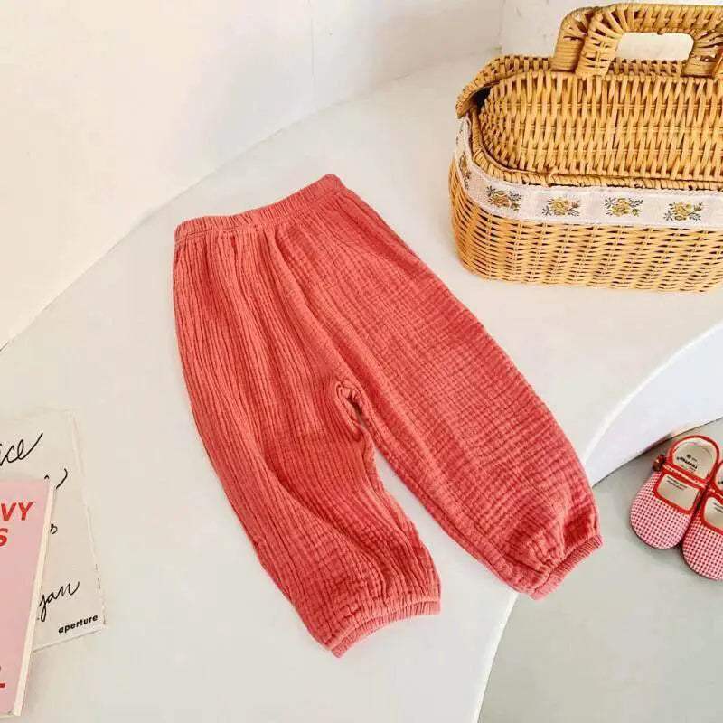 Summer Linen Kids Girls Sunscreen Pant Casual Loose Boys Trousers - ToylandEU