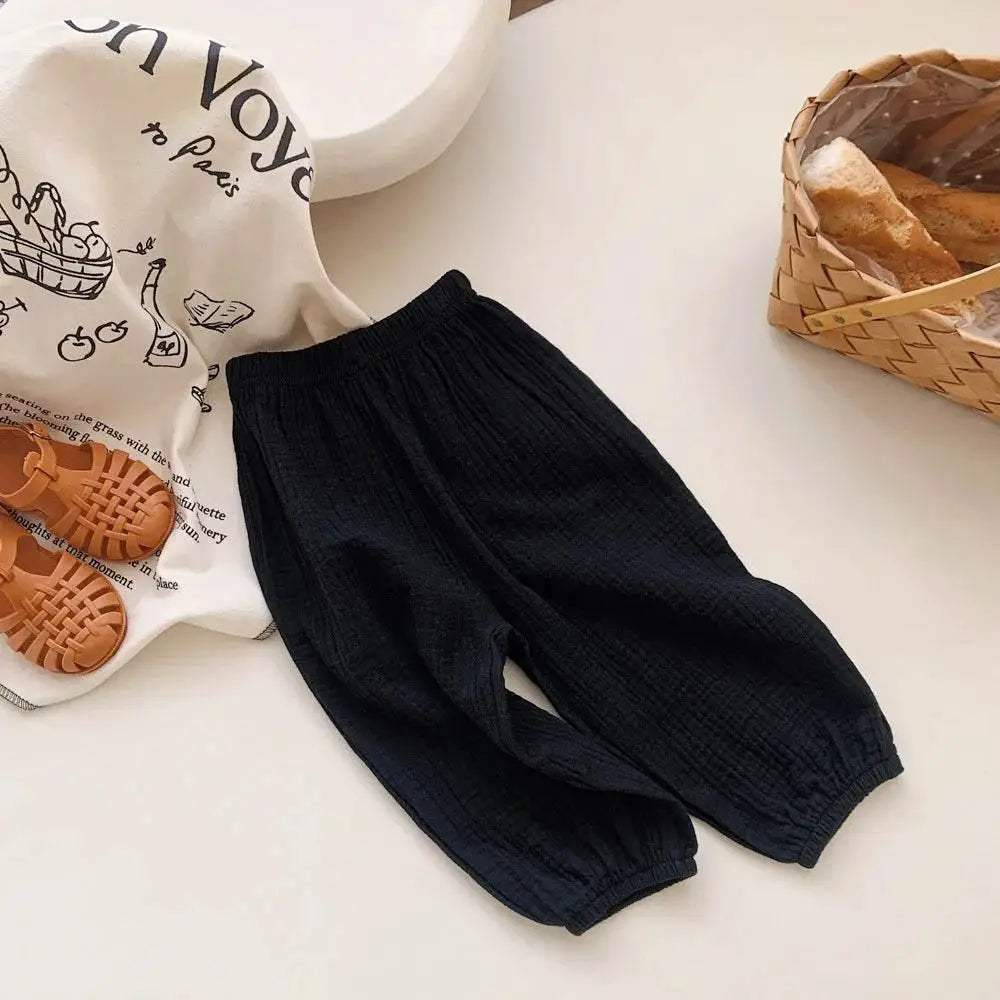 Summer Linen Kids Girls Sunscreen Pant Casual Loose Boys Trousers - ToylandEU
