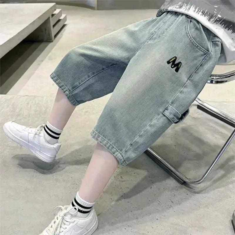  Summer Teen Boys Denim Shorts Embroidered Letter M -  ToylandEU™