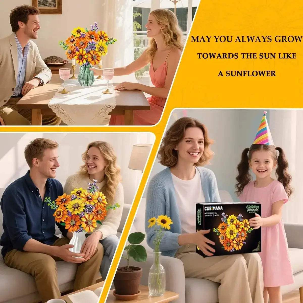 Sunflower Bouquet Building Blocks Set With 17 Lifelike Flowers - ToylandEU