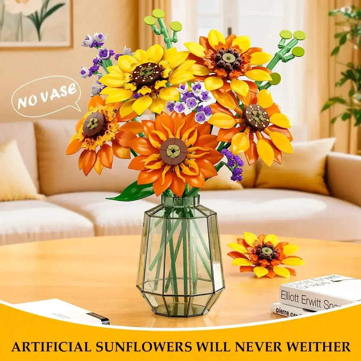 Sunflower Bouquet Building Blocks Set With 17 Lifelike Flowers - ToylandEU