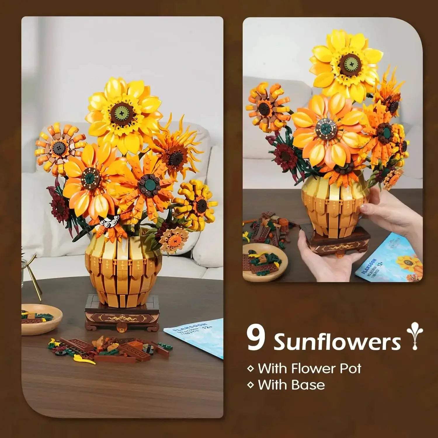 Sunflower Building Kit With Vase Base For Realistic Bloom - ToylandEU