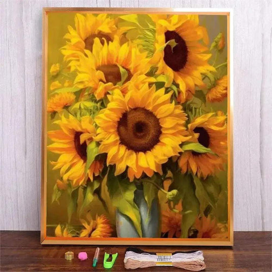  Sunflower-Themed DIY Cross Stitch Kits 11CT/14CT for Home Decor and Handicraft Gifts -  ToylandEU™