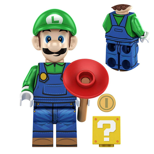Super Mario Luigi Minifigure | Plunger & Block Set | Toylandeu™