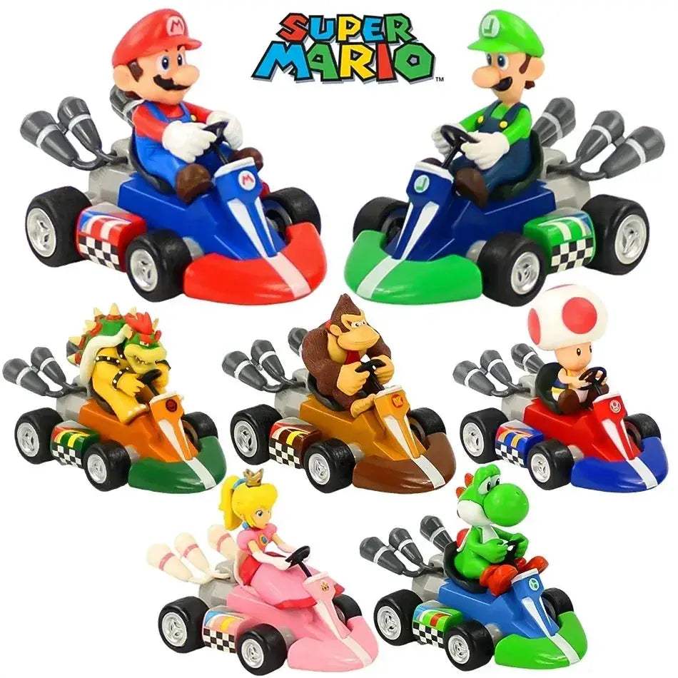 Super Mario Pull Back Car Figure 12cm Collectible Toy - ToylandEU