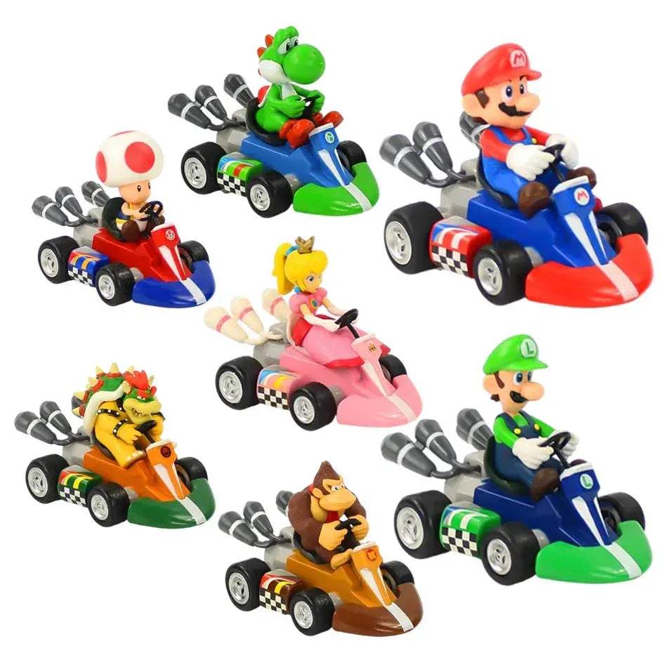 Super Mario Pull Back Car Figure 12cm Collectible Toy - ToylandEU