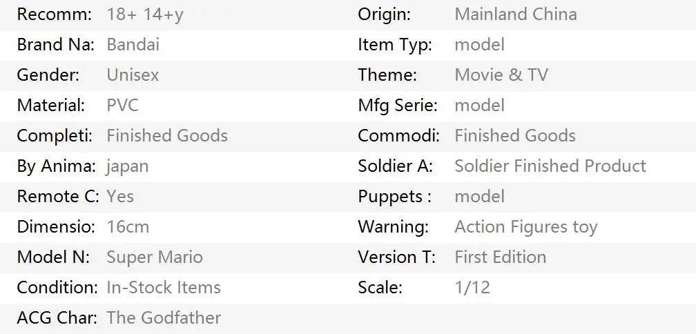Супер Марио като Кръстникът 007 PVC екшън фигурки играчки модели играчки 16 см - ToylandEU