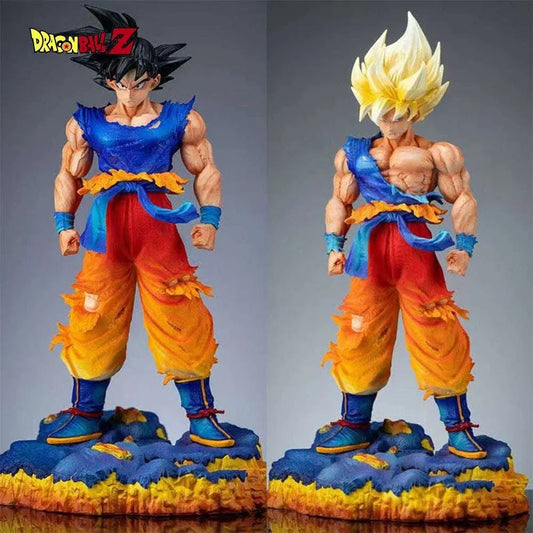  Super Saiyan SSJ Goku Anime Figure, Dragon Ball Z Switchable Heads Variants Figurines 35 CM 