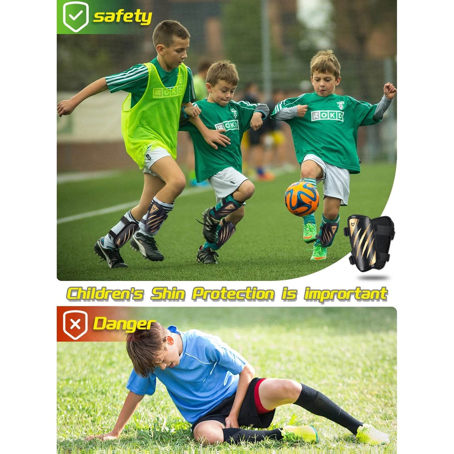 Super Soccer Shin Guards Double Adjustable Straps Kids - ToylandEU