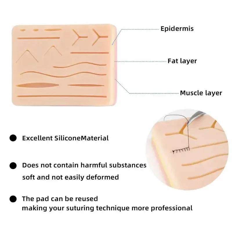Suture Practice Pad Reusable Traumatic Wound Silicone Model - ToylandEU