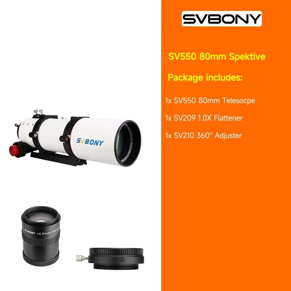 Svbony SV550 APO Telescope 80mm Triplet Refractor For Astrophotography - ToylandEU