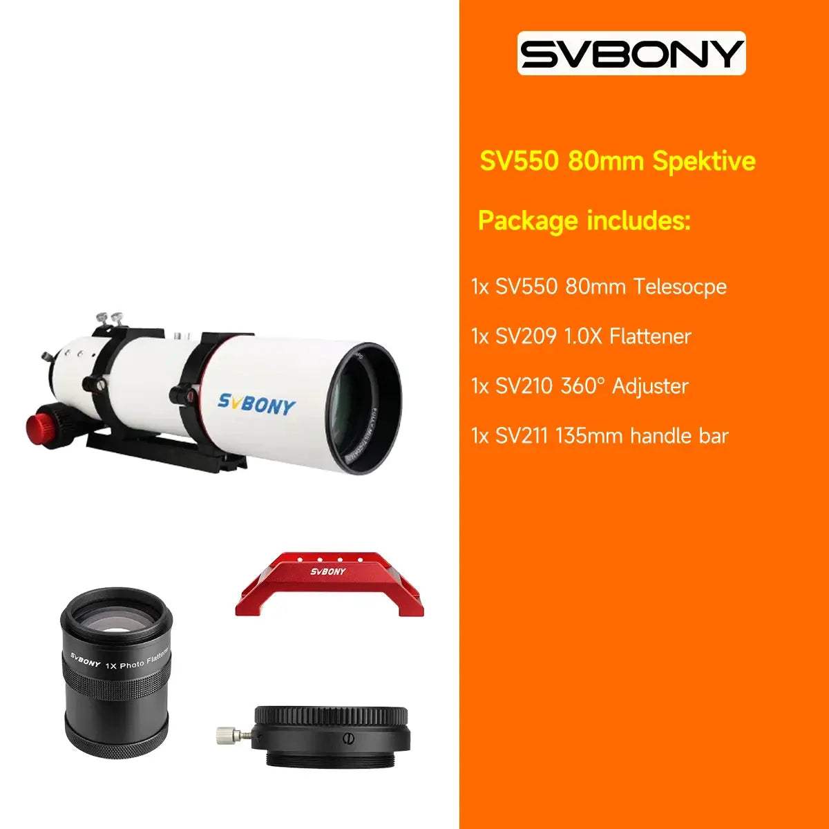 Svbony SV550 APO Telescope 80mm Triplet Refractor For Astrophotography - ToylandEU