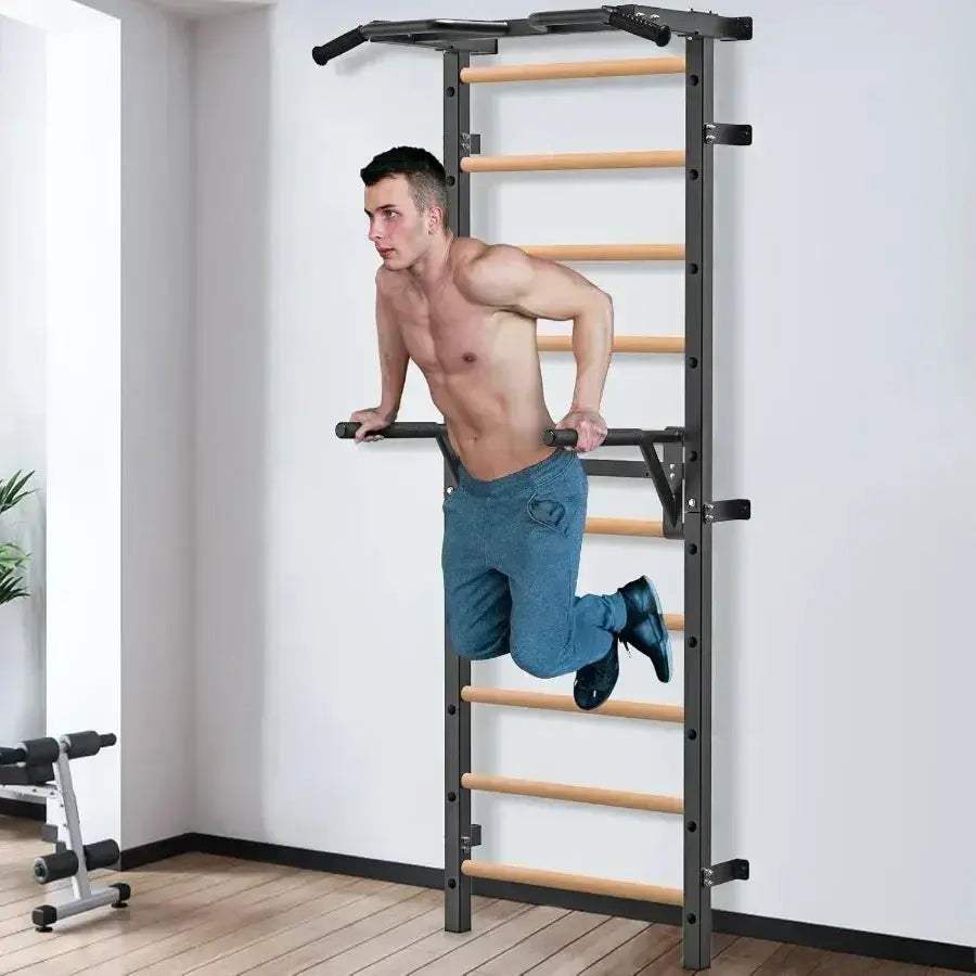 Swedish Ladder With Wall Mounted Pull Up Bar Pro Fitness - ToylandEU