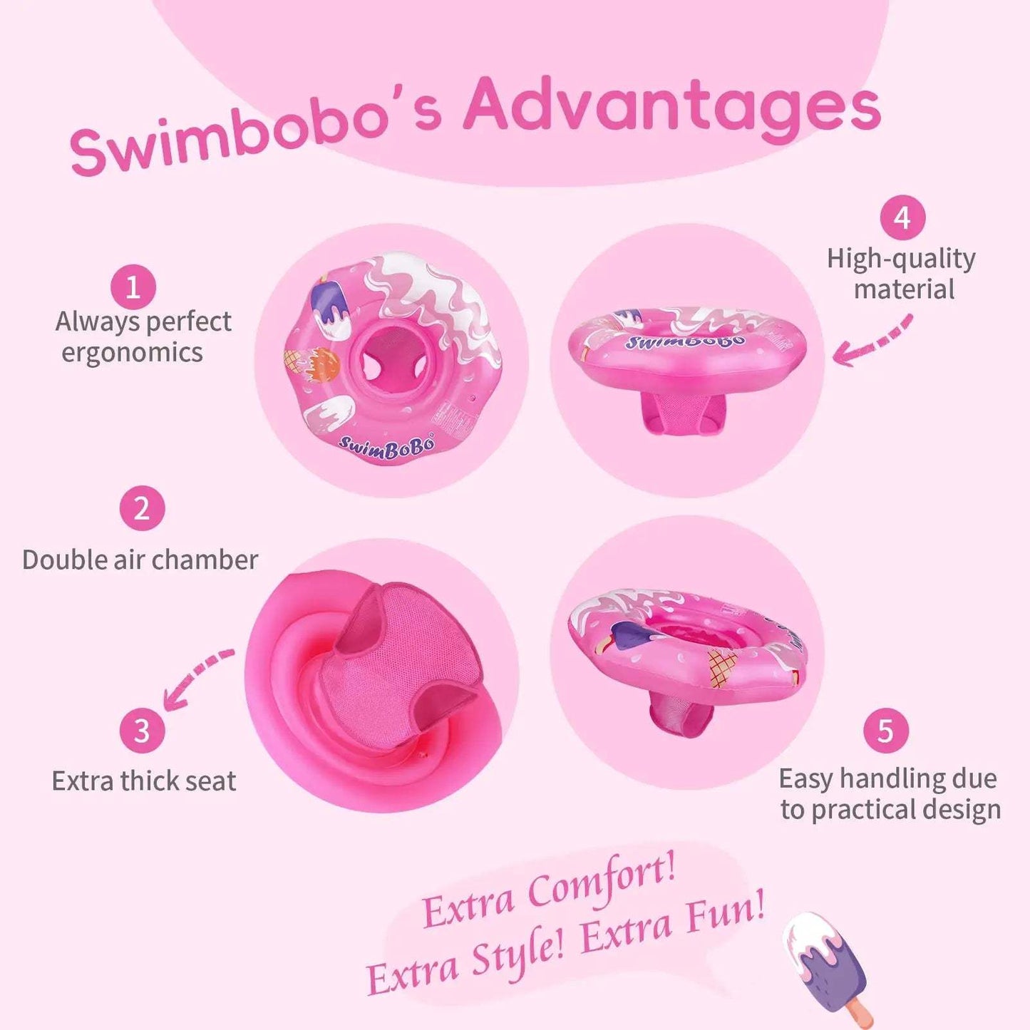  Swimbobo Pink Baby Seat Ring Safe Inflatable Pool Toy -  ToylandEU™