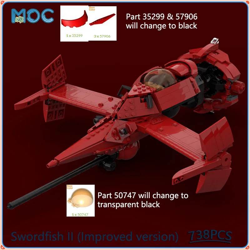 Swordfish II Improved MOC Building Blocks Space Red DIY 738PCS Building Bricks MOC - ToylandEU