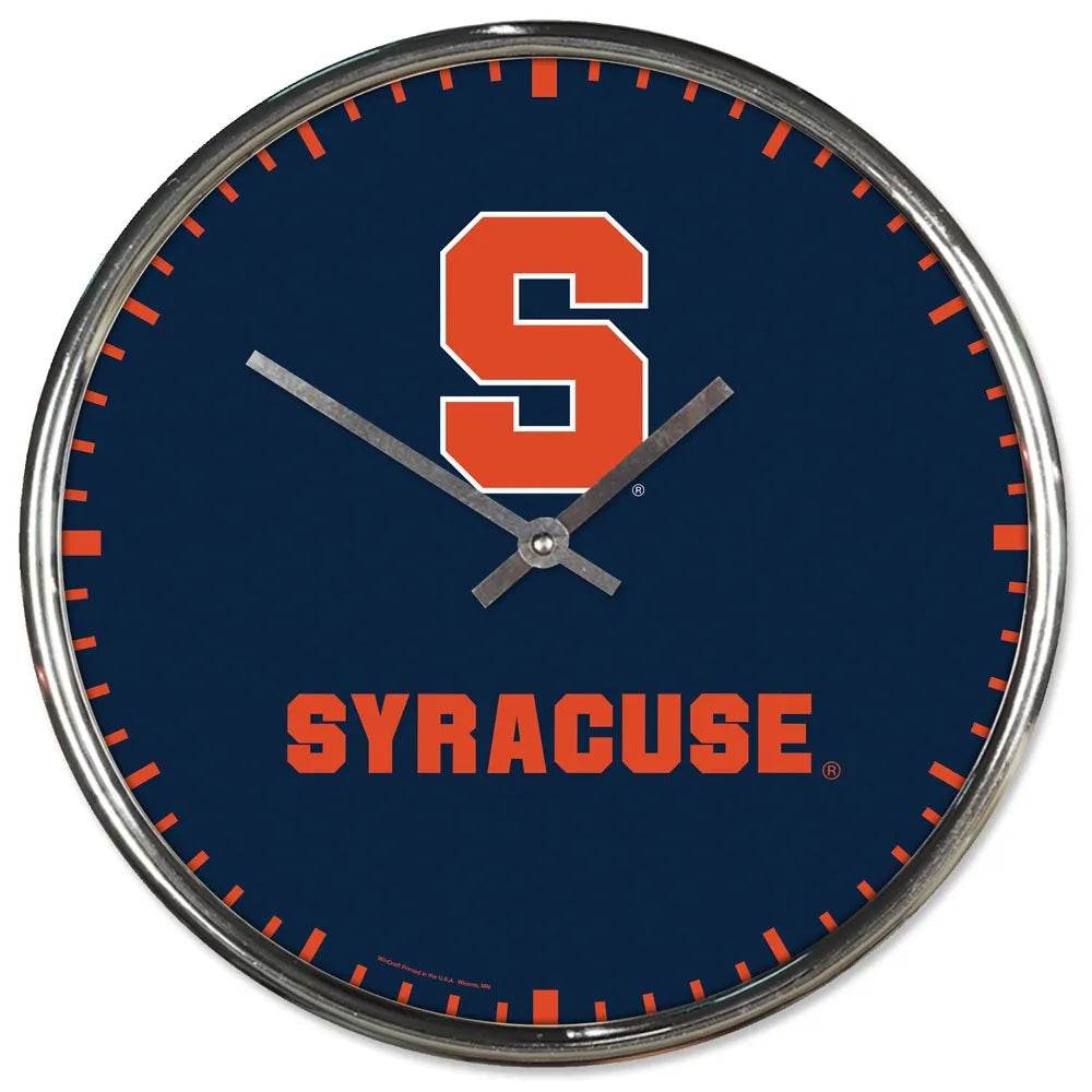 Syracuse Orange Round Wall Clock Chrome Style Decor - ToylandEU