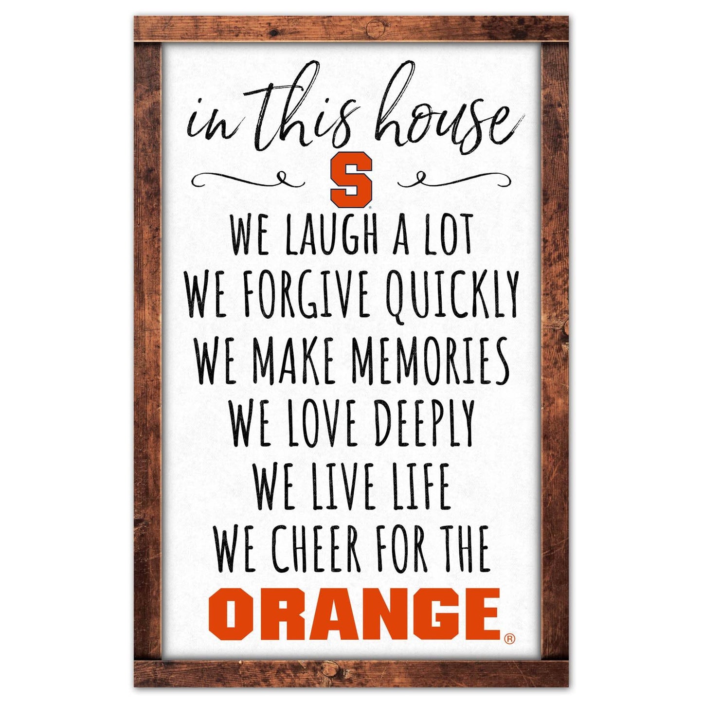 Syracuse Orange Sign 11X17 Wood In This House Wall Decor - ToylandEU