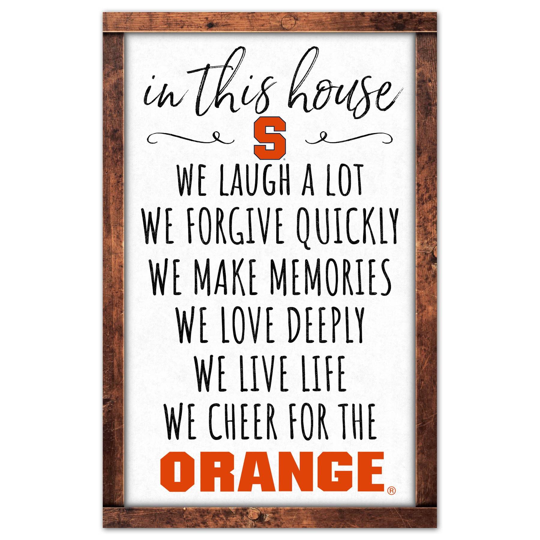 Syracuse Orange Sign 11X17 Wood In This House Wall Decor - ToylandEU