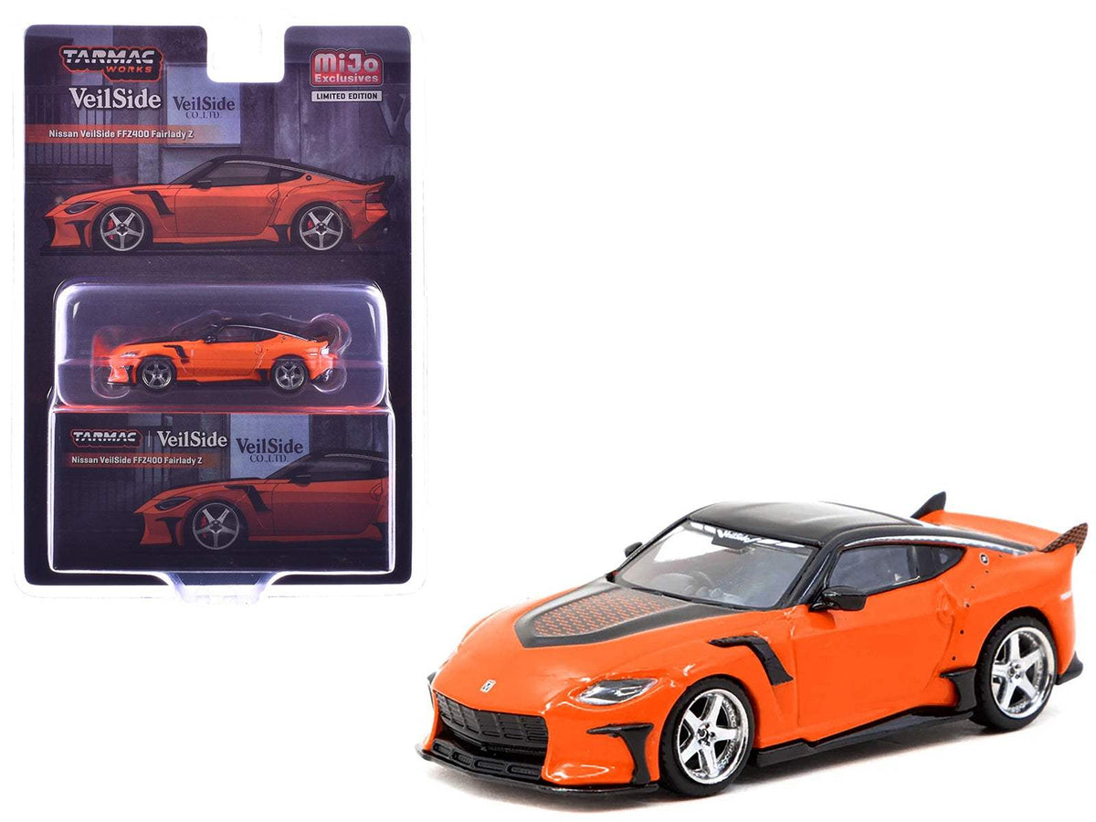 Nissan VeilSide FFZ400 Fairlady Z RHD (Right Hand Drive) Orange with Black Top | 1/64 Diecast Model Car | Tarmac Works | Global64 Series