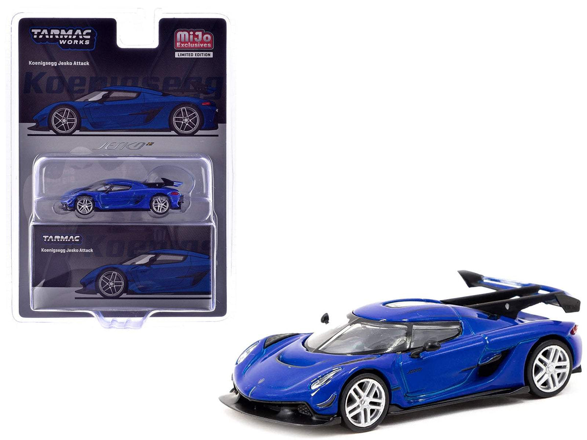 Koenigsegg Jesko Attack Blue Metallic | 1/64 Diecast Model Car | Tarmac Works | Global64 Series