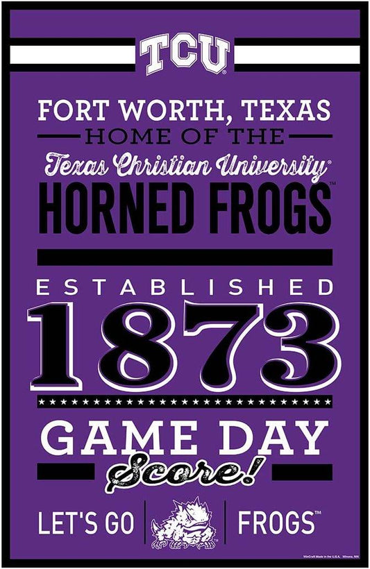 TCU Horned Frogs 11x17 Wood Sign with Established Date - ToylandEU