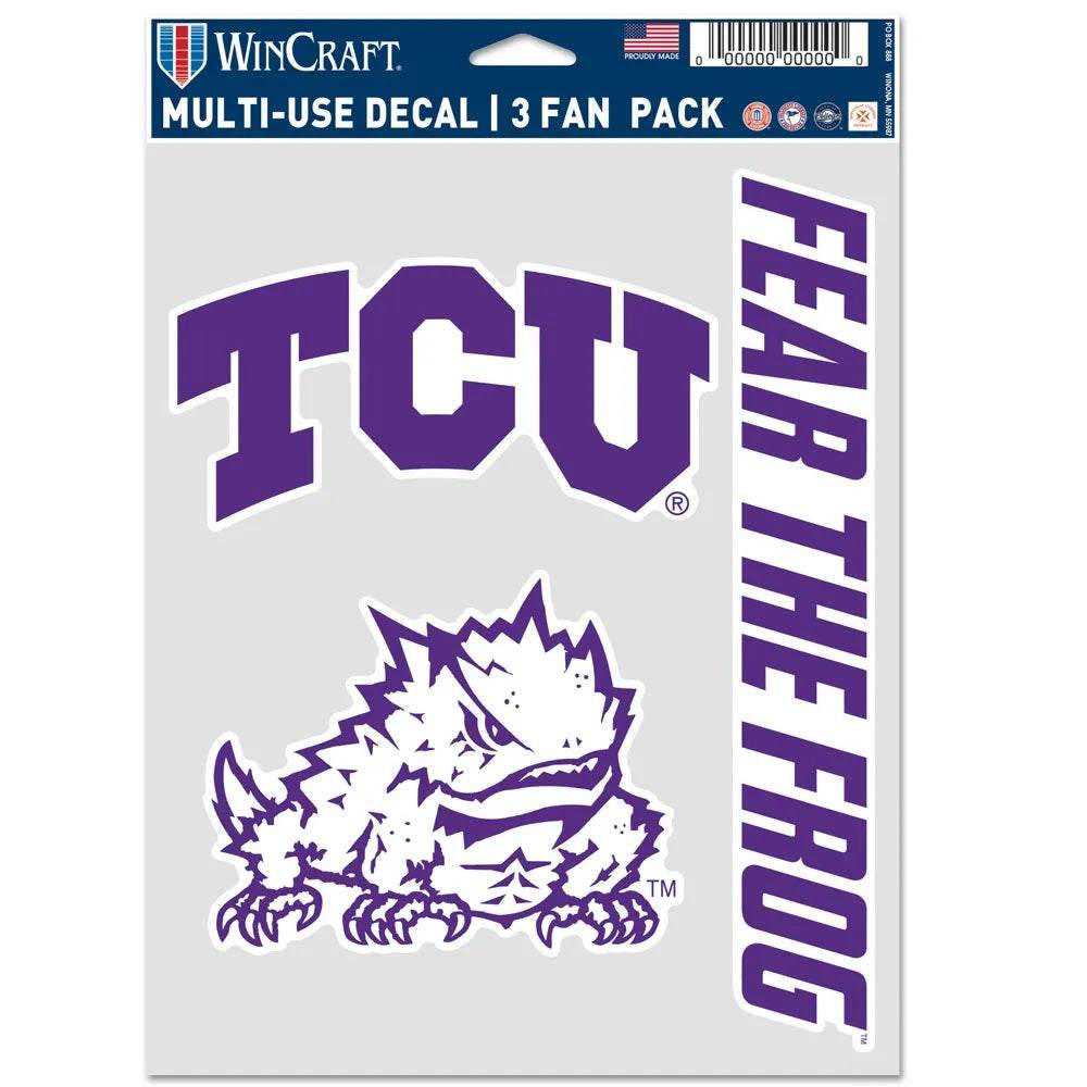TCU Horned Frogs Decal Set Multi Use 3 Pack Stickers - ToylandEU