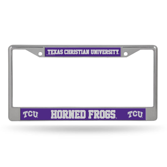 TCU Horned Frogs License Plate Frame Chrome Printed Insert - ToylandEU