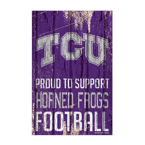 TCU Horned Frogs Wood Sign 11x17 Proud to Support Design - ToylandEU