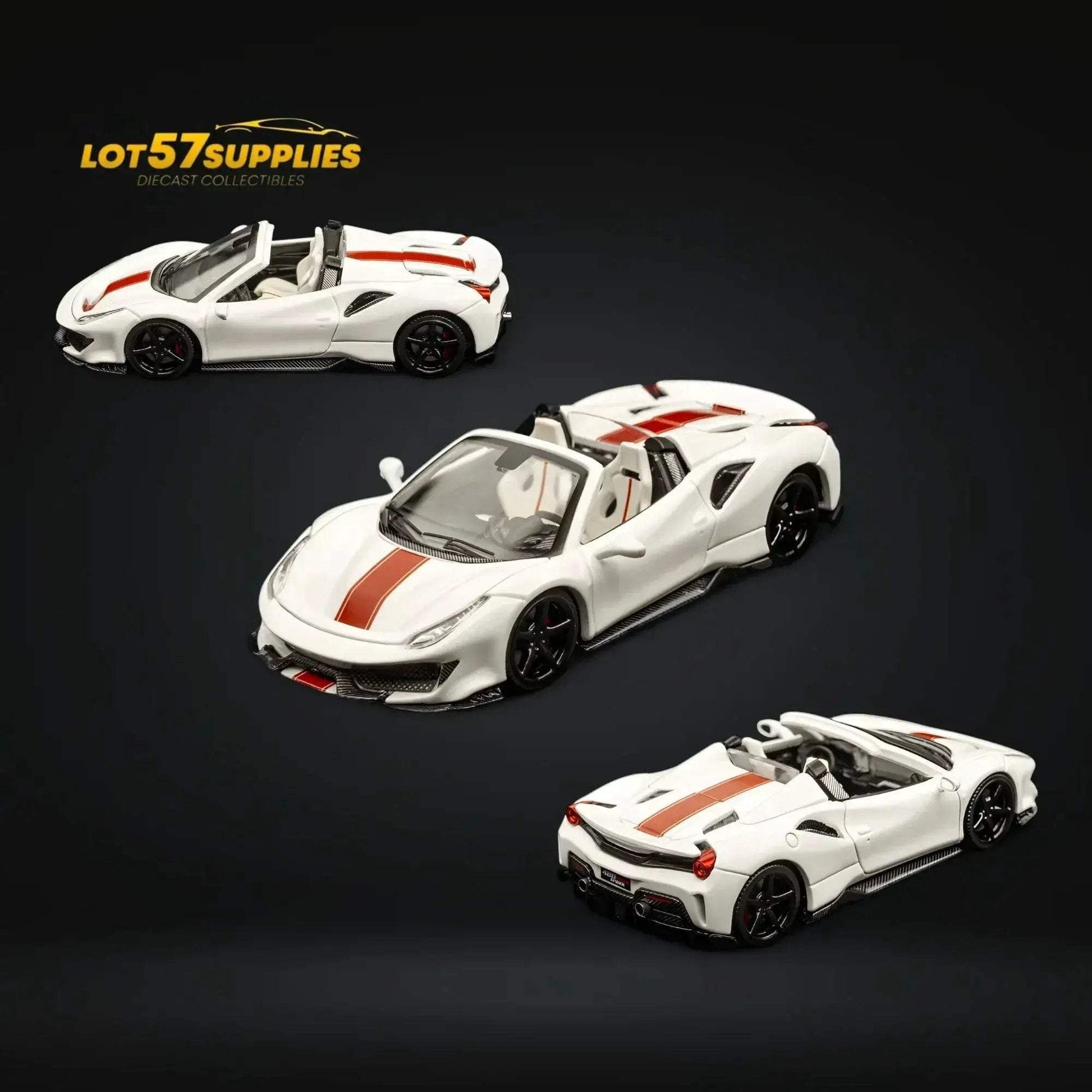 TPC Novitec 488 Roadster Pearl White - Red Stripe 1:64 - ToylandEU