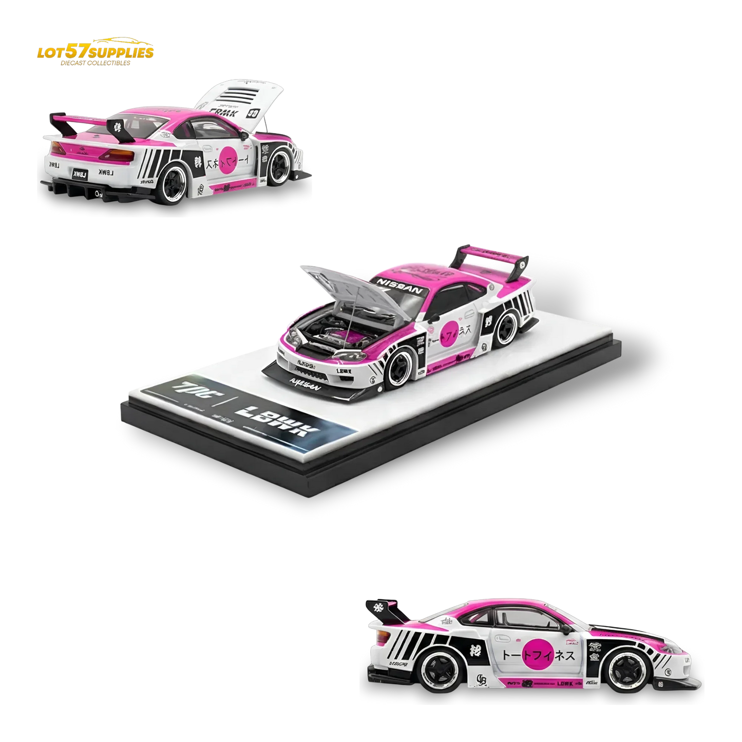 TPC Silvia S15 LBWK Pink - White 1:64 - ToylandEU