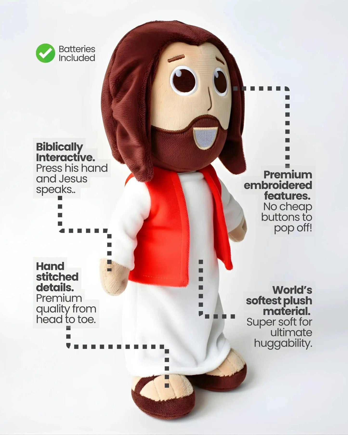  Talking Jesus Doll Plush Teaches 10 Bible Lessons -  ToylandEU™